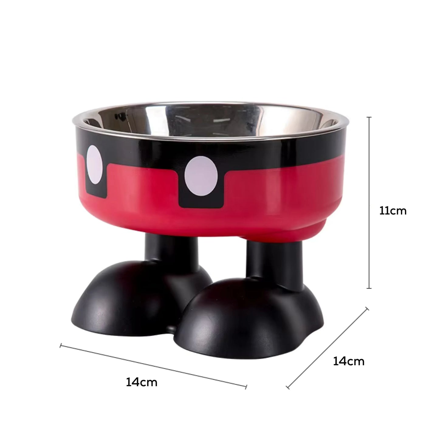 Side angle of elevated pet feeding bowl measurement