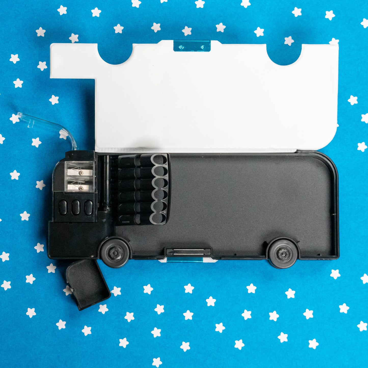 Black Zoom Bus Pencil Box for Boys – Stylish & Mechanical Design
