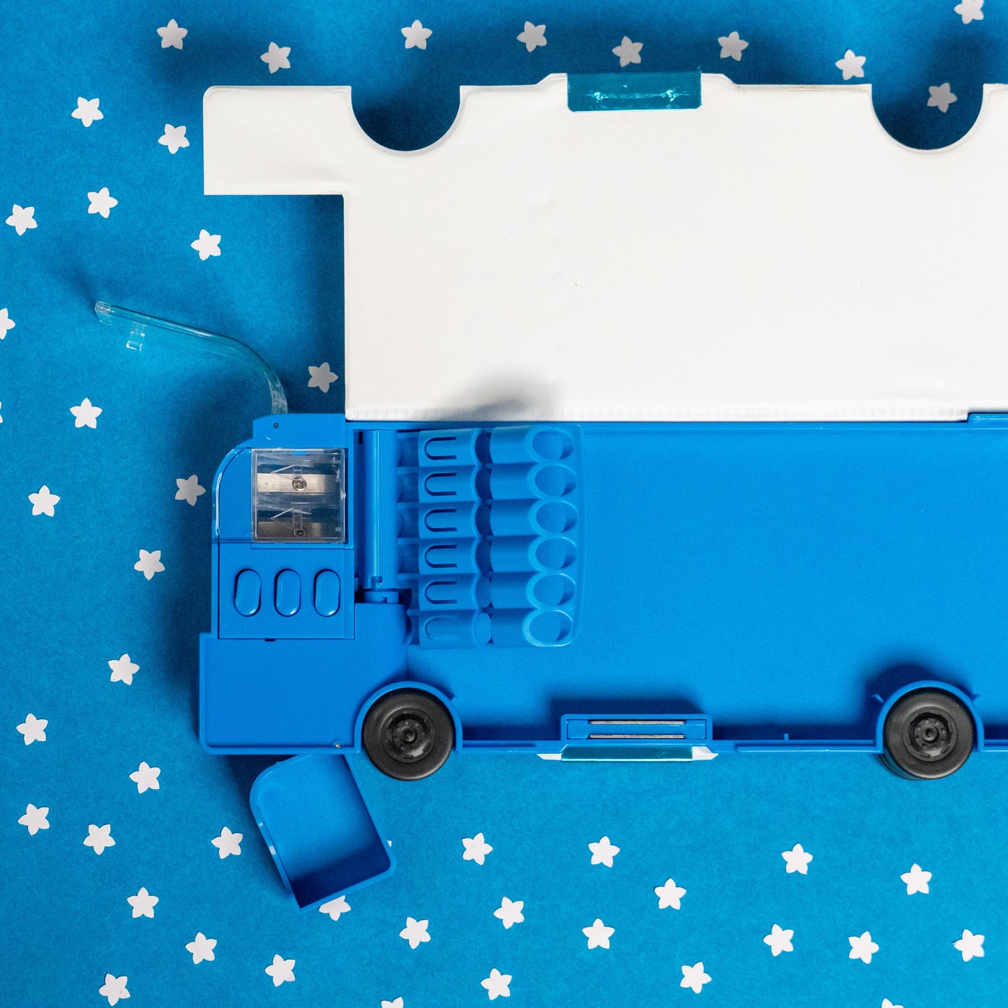 Blue Bus Pencil Box Empty