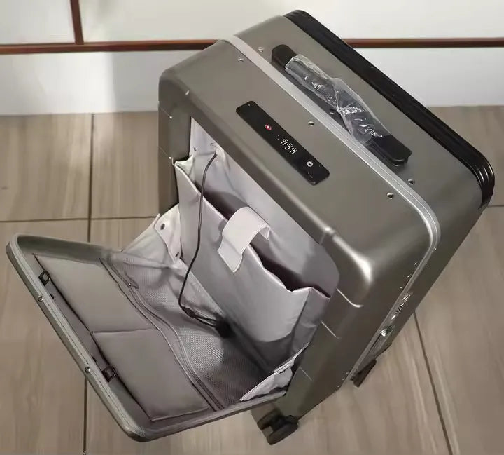 Modern grey cabin trolley bag for travel professionals