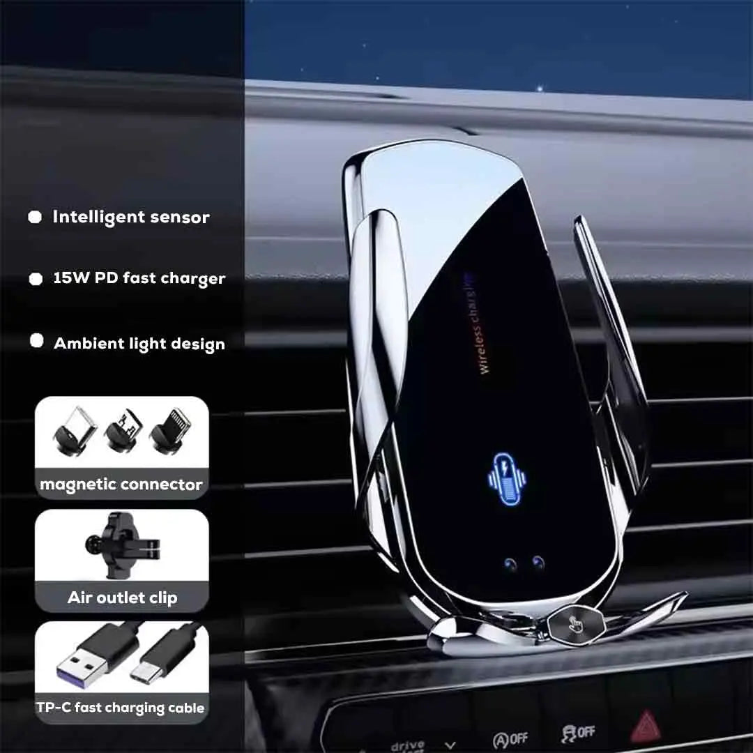 15W smart sensor car wireless charger front view
