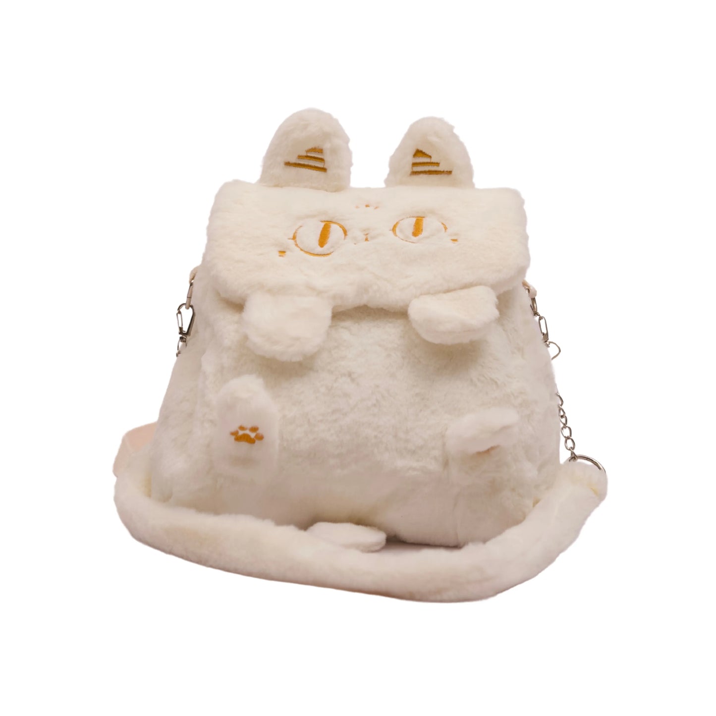 Fluffy white convertible backpack for women