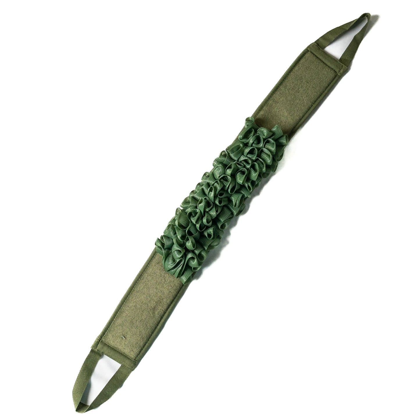 Deep green glow loop fully spread out on a flat surface.