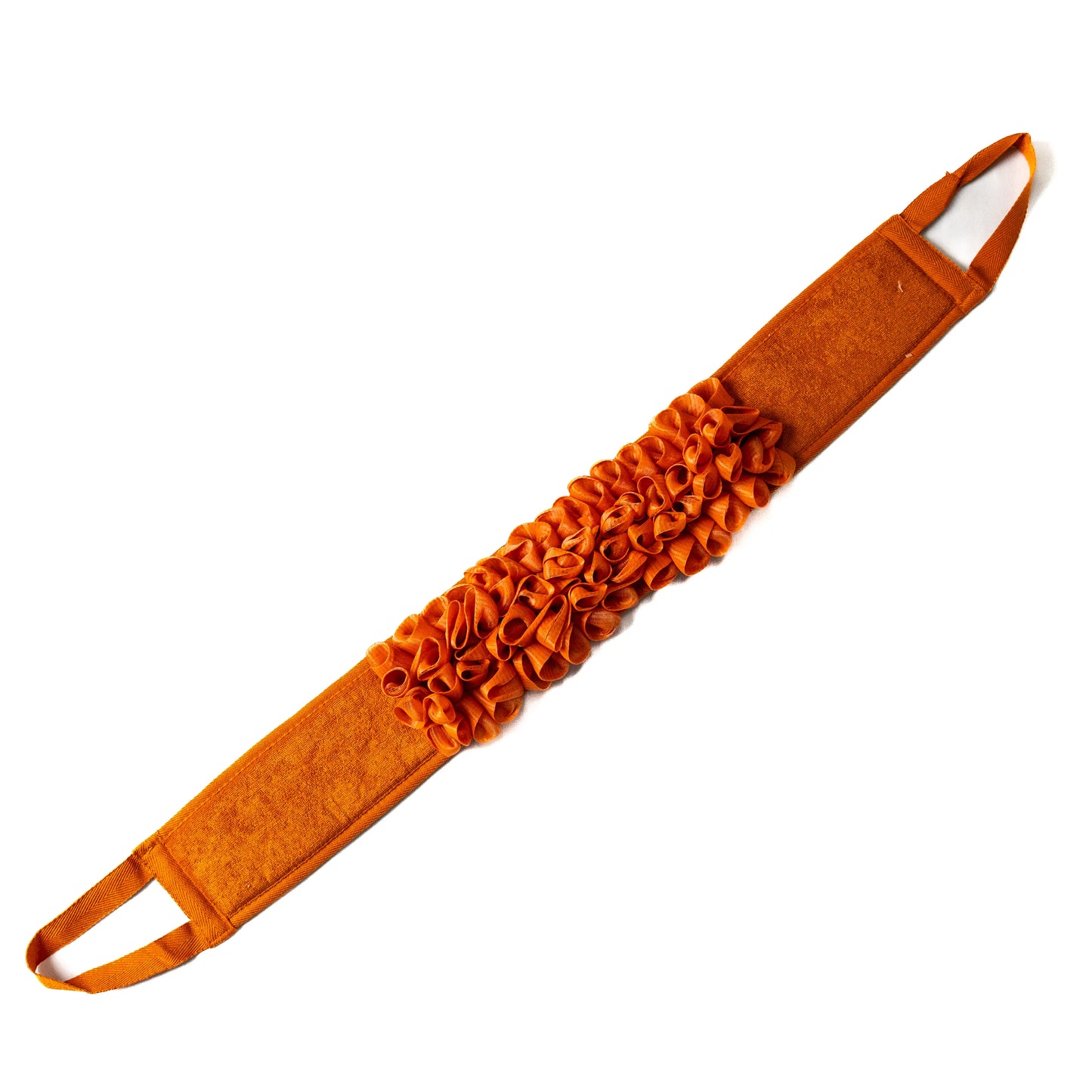 Orange glow loop fully spread out on a flat surface.