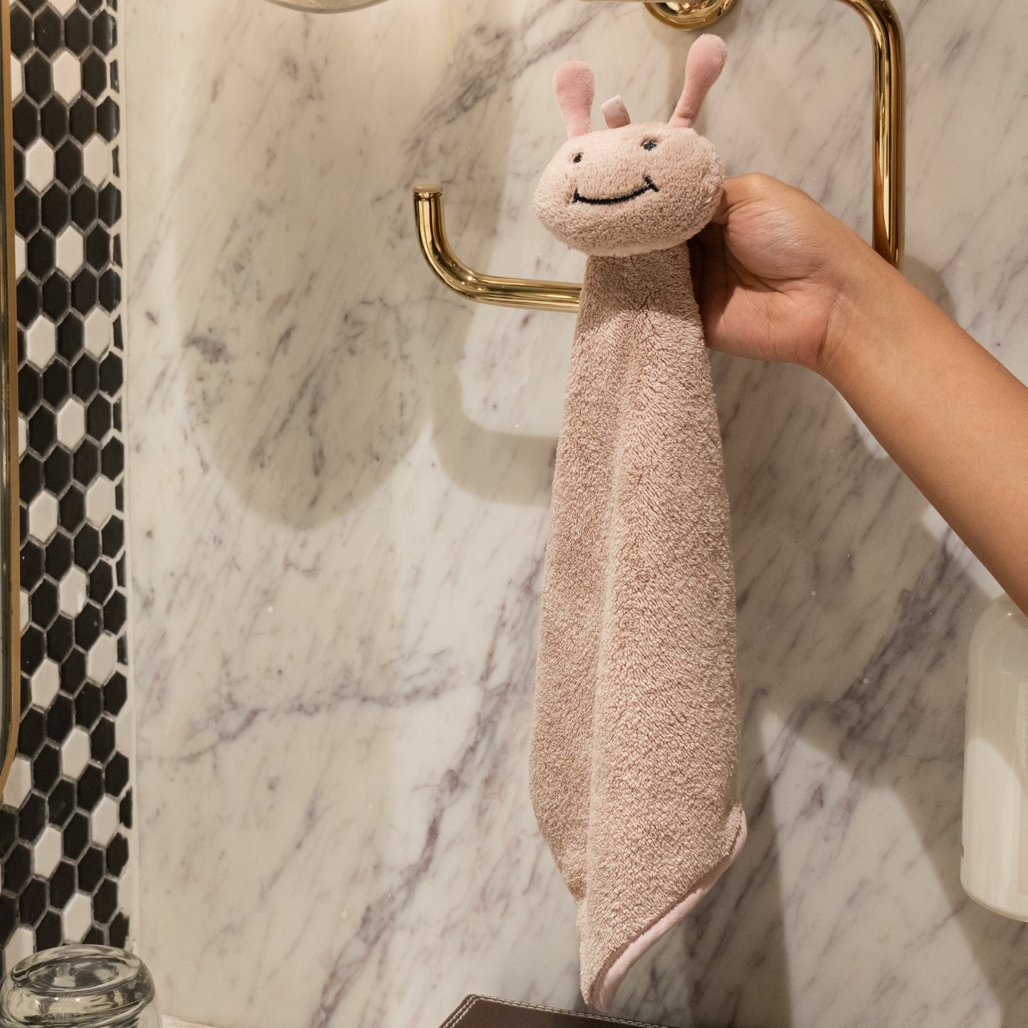 Detailed shot of soft peach bath towel