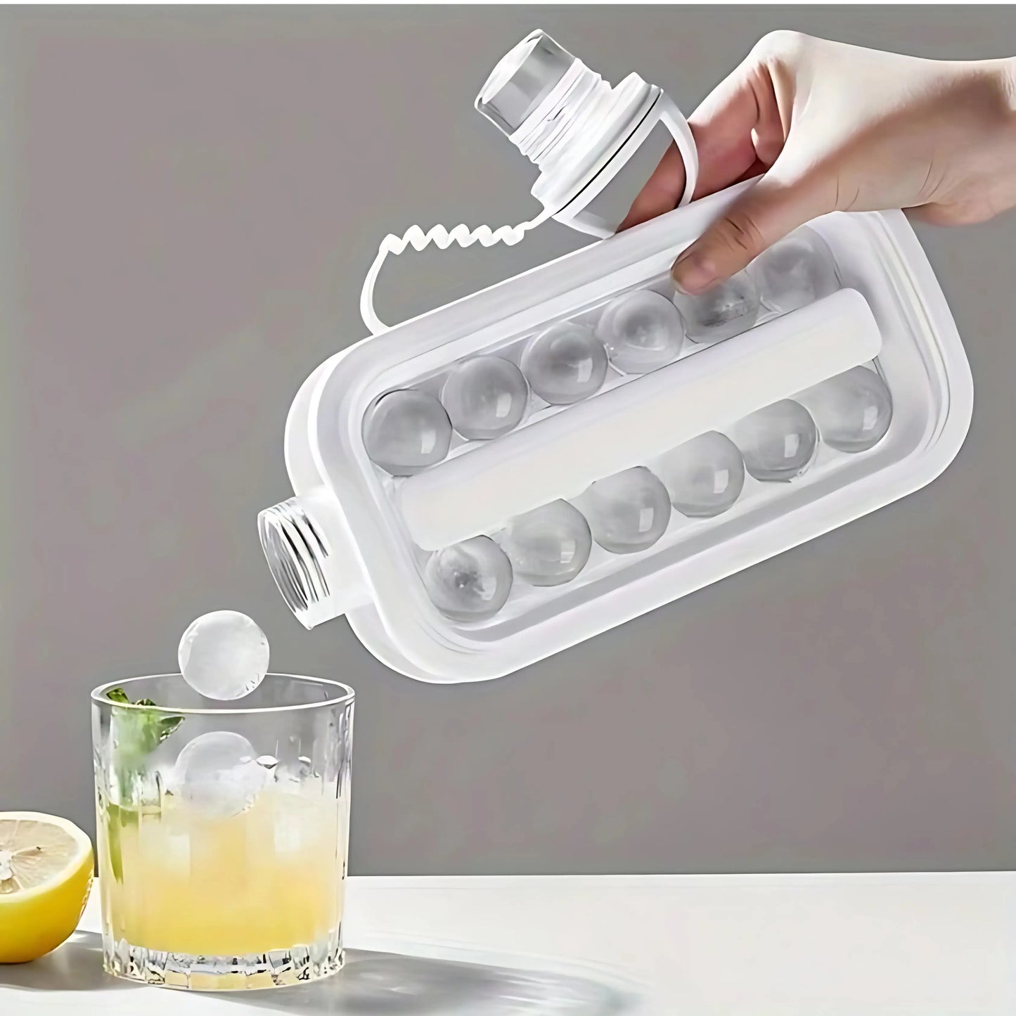 Multi-purpose ice cube molds and maker bottle, perfect for refrigerator use and transparent cubes.