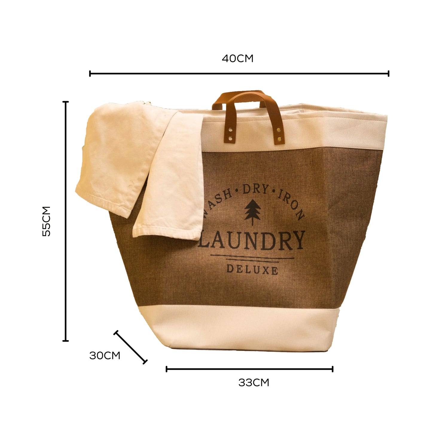 brown laundry bag for dorms and bedrooms