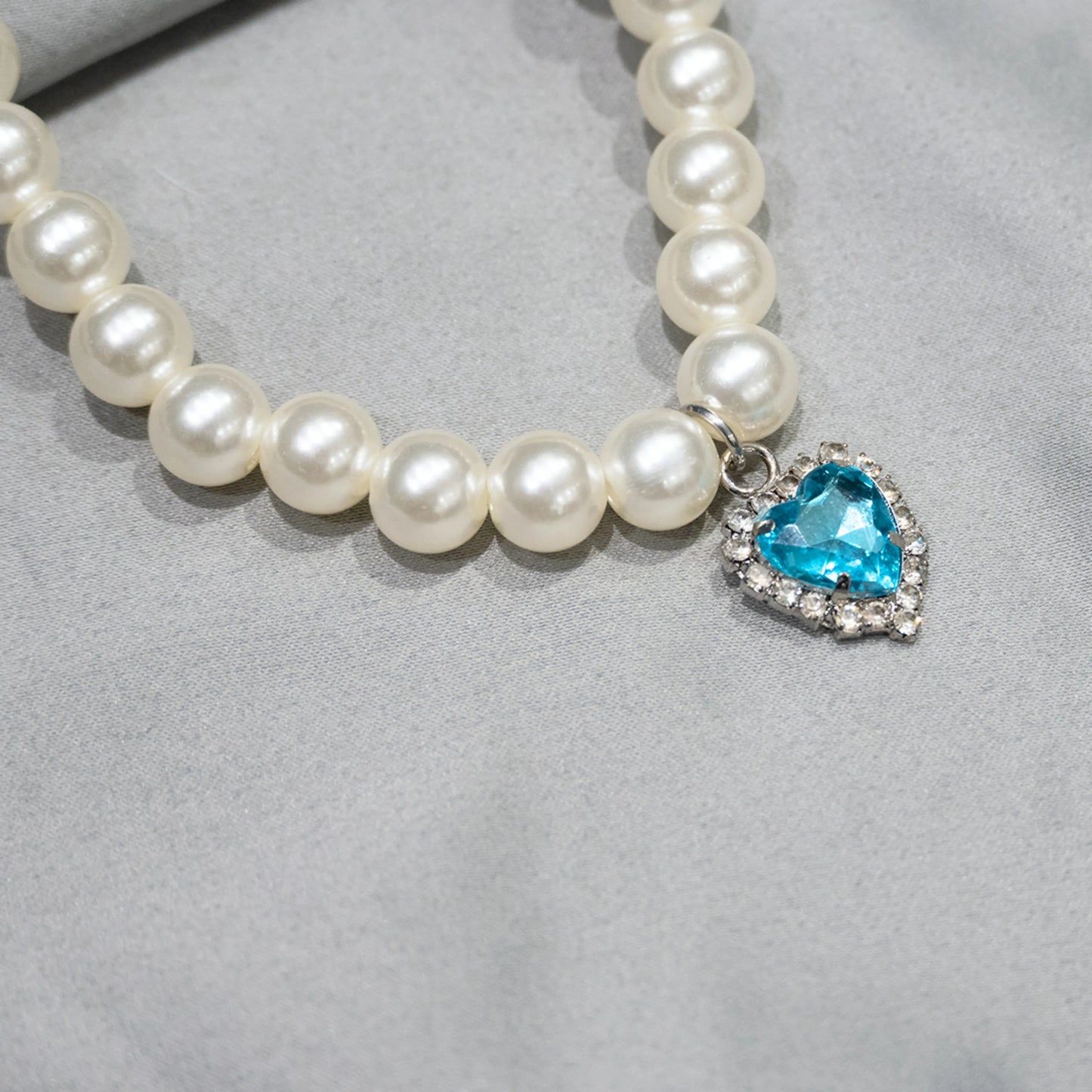 Pet Pearl Necklace with Little Studded Charm - For Small Dogs and Cats