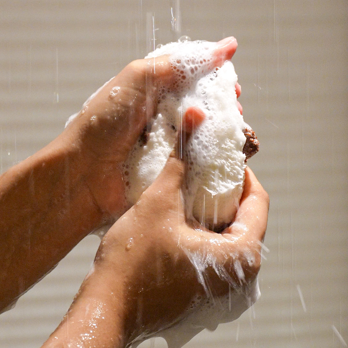 Loofah body cleaner from Foam Ease styled with minimal spa accessories