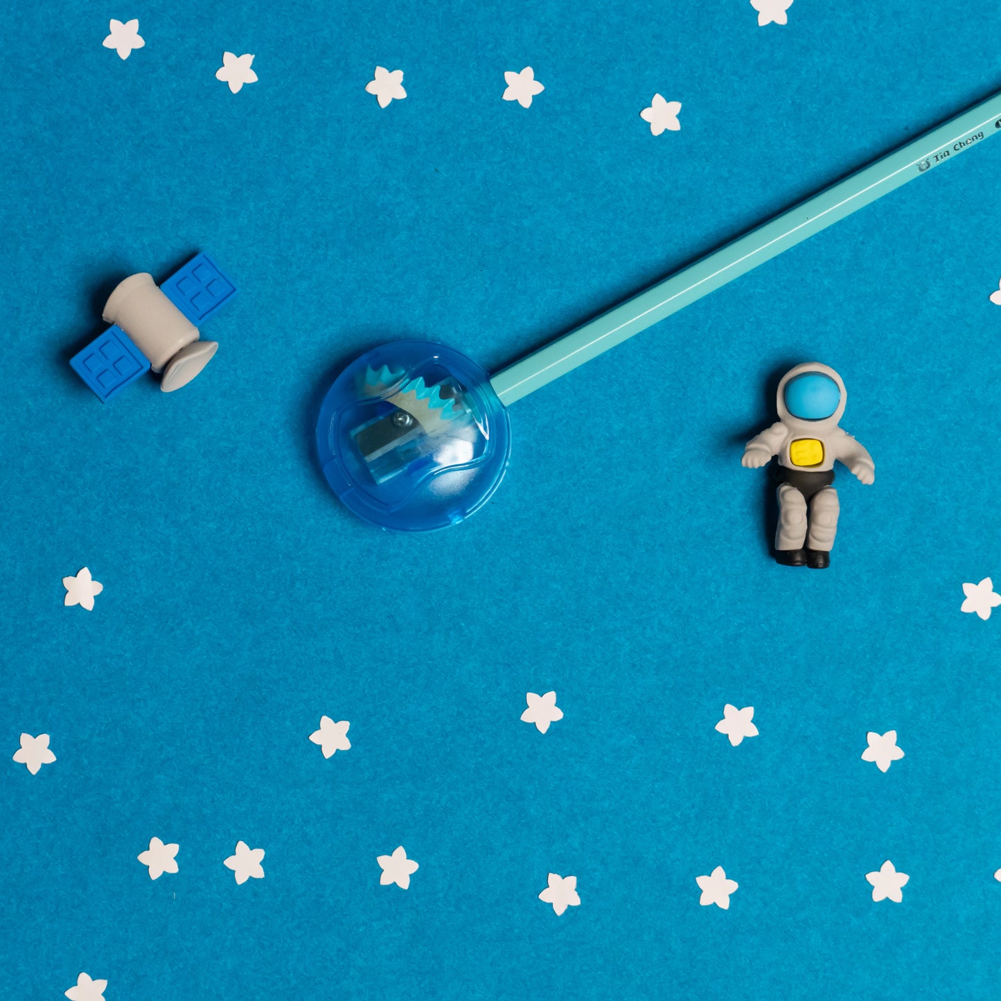 Black Kids Pencil Set with Rubber, Sharpener, and Case – Space Explorer