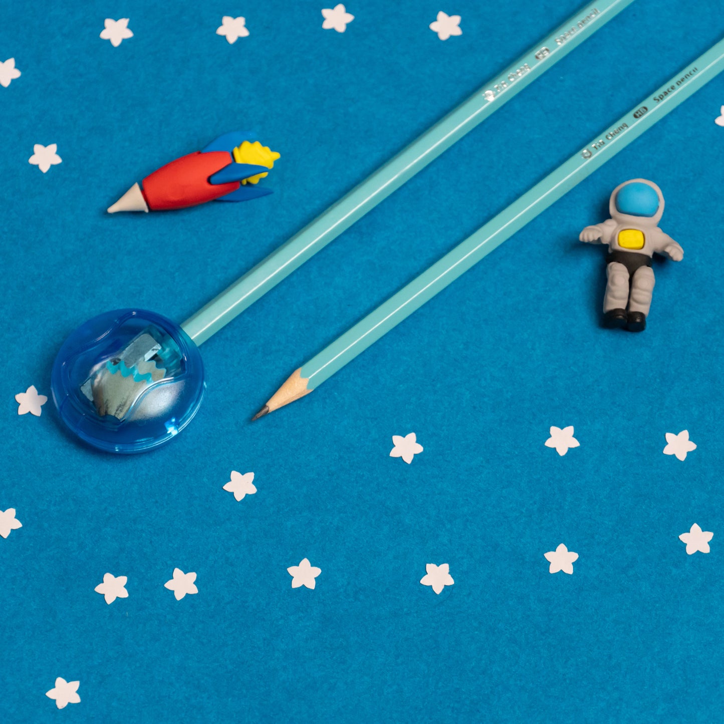 Black Pencil Set with Eraser and Sharpener – Space Theme Box for Kids