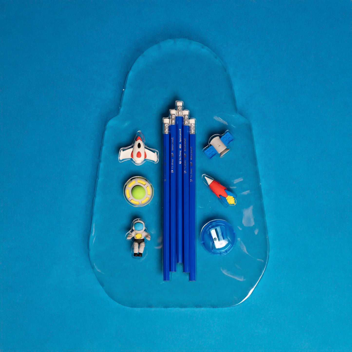 Kids Pencil Set with Rubber, Sharpener, and Case – Space Explorer