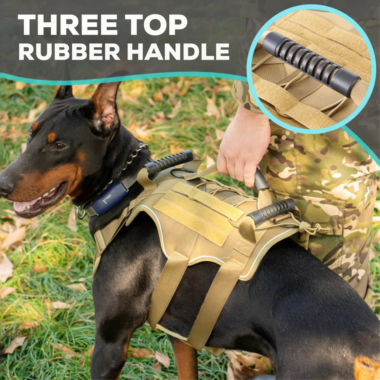 Heavy-duty dog harness with top handle for control