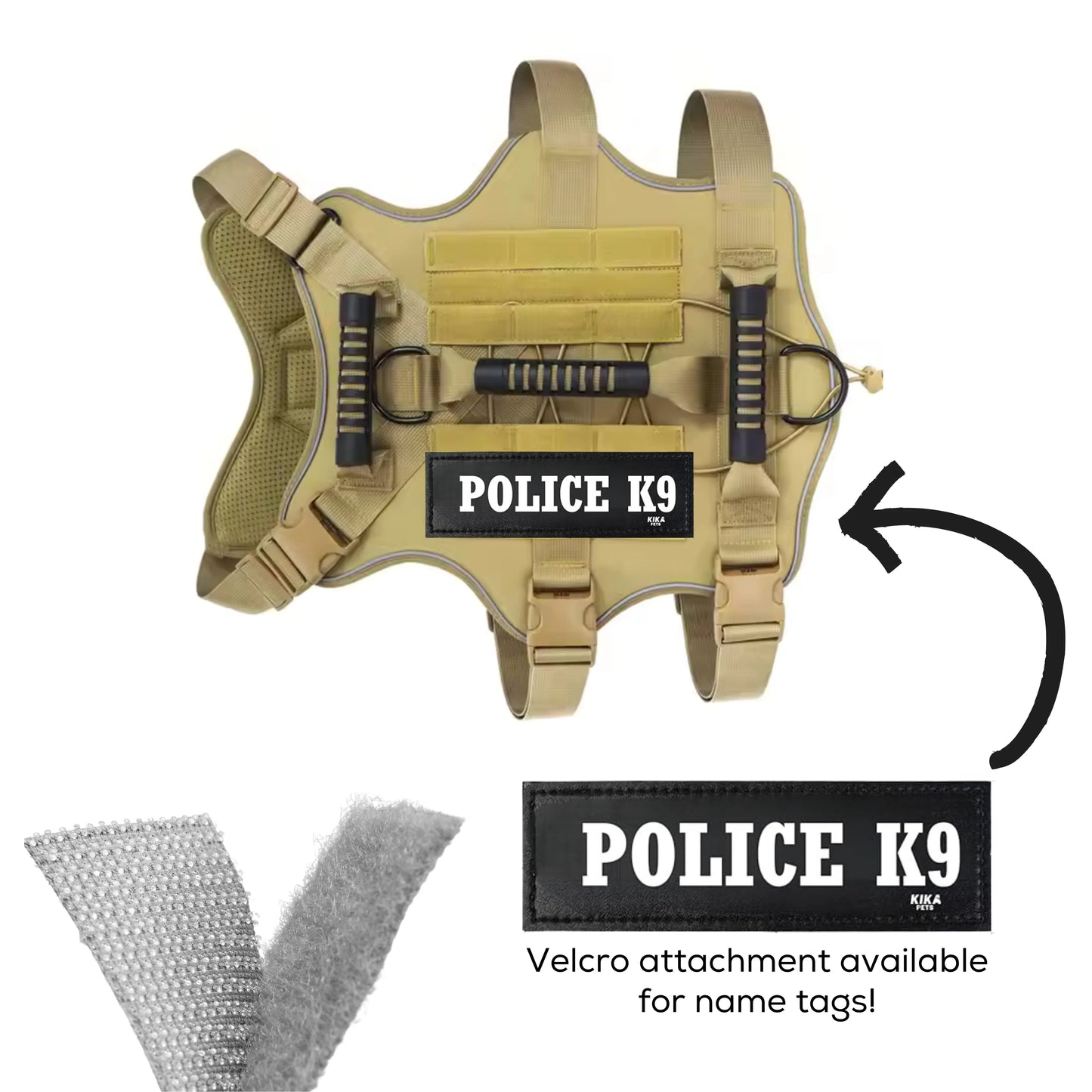 Side view of camouflage dog harness on large breed