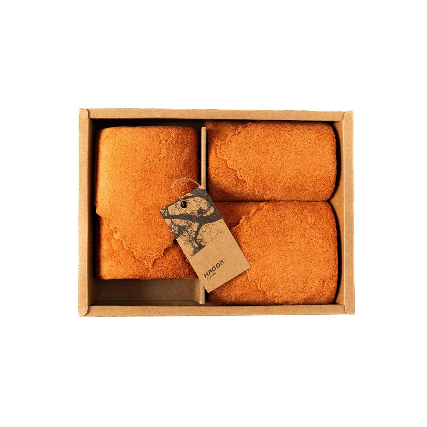 Bright orange Loom Touch towels