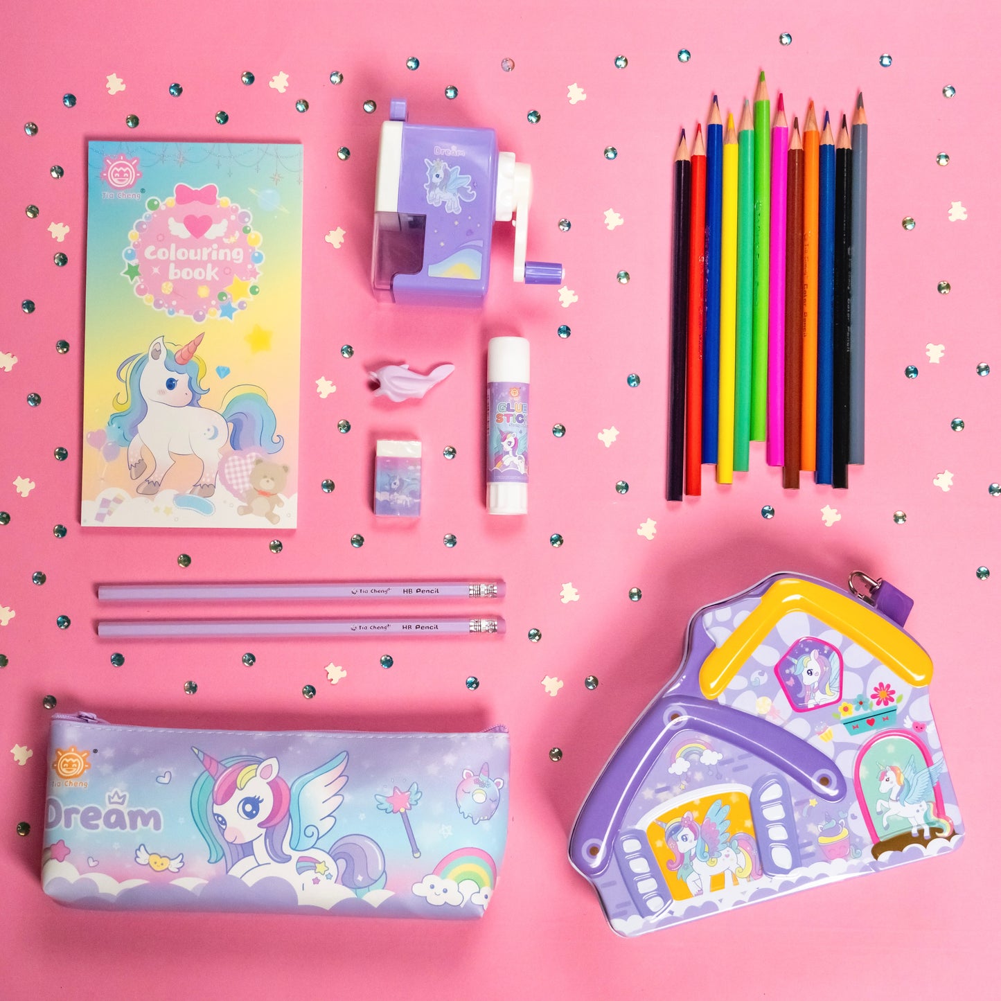 Colorful Stationery Combo Set for School – Unicorn Design