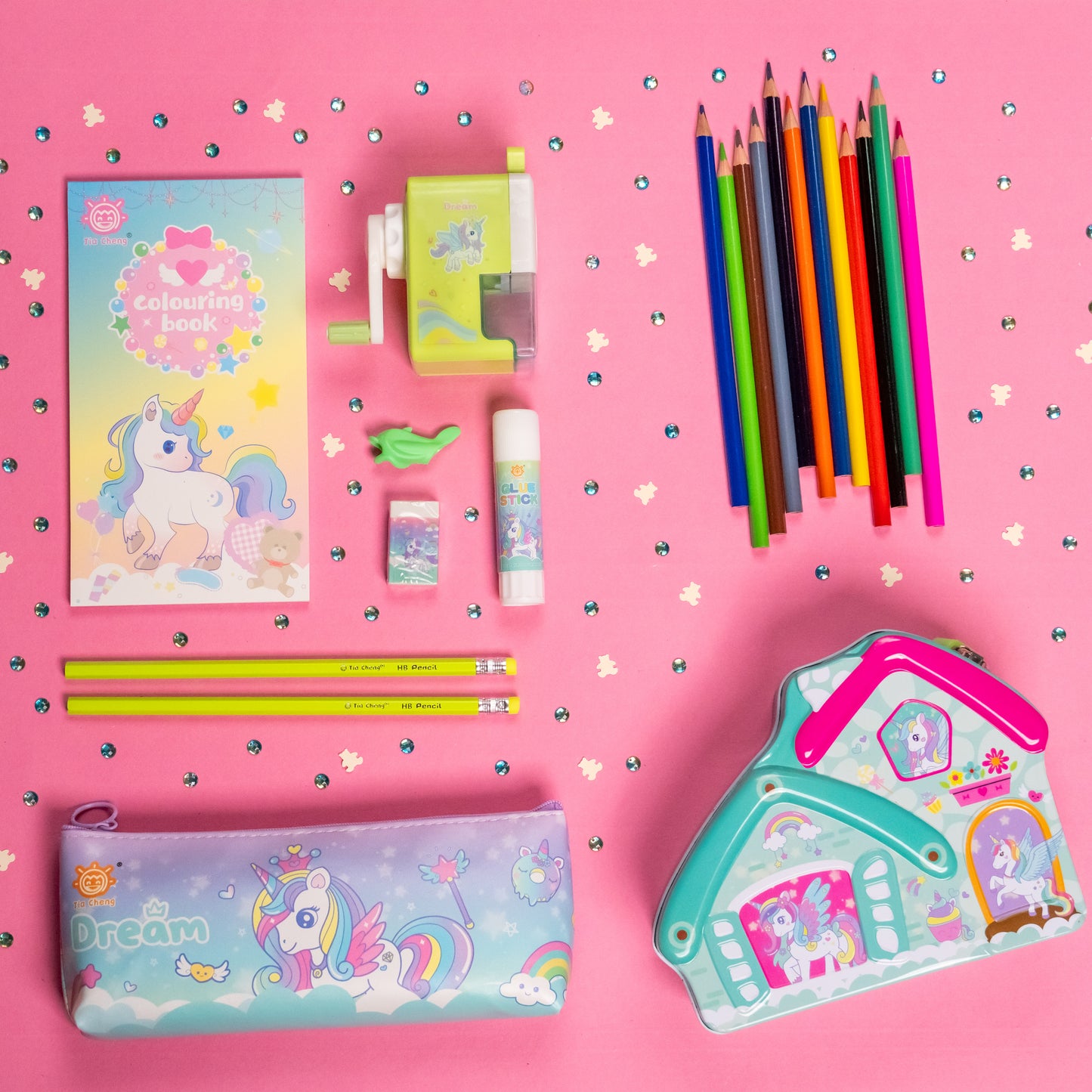 Colorful Stationery Combo Set for School – Unicorn Design