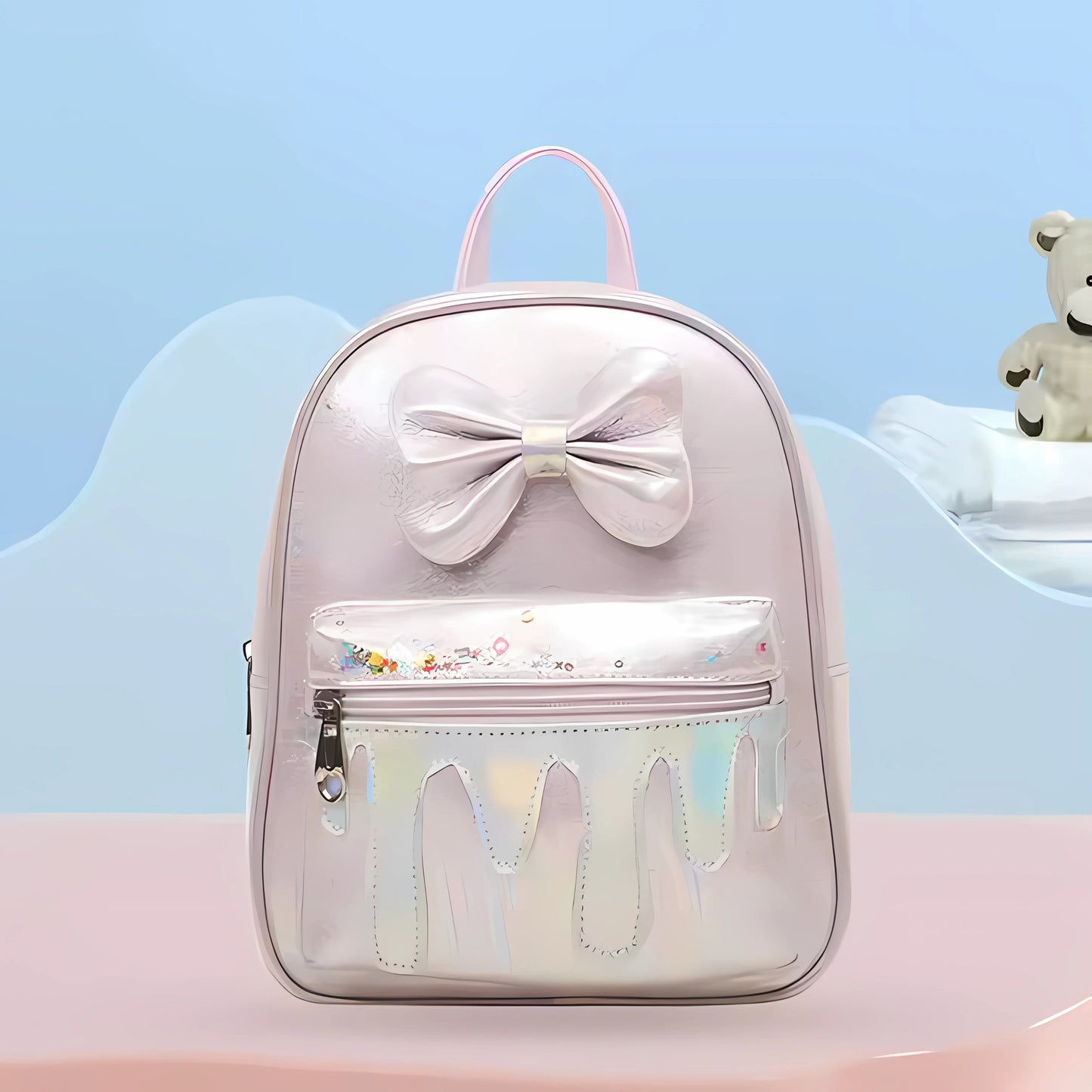 Stylish Kids’ Black glitter bag with shimmering bow perfect for school