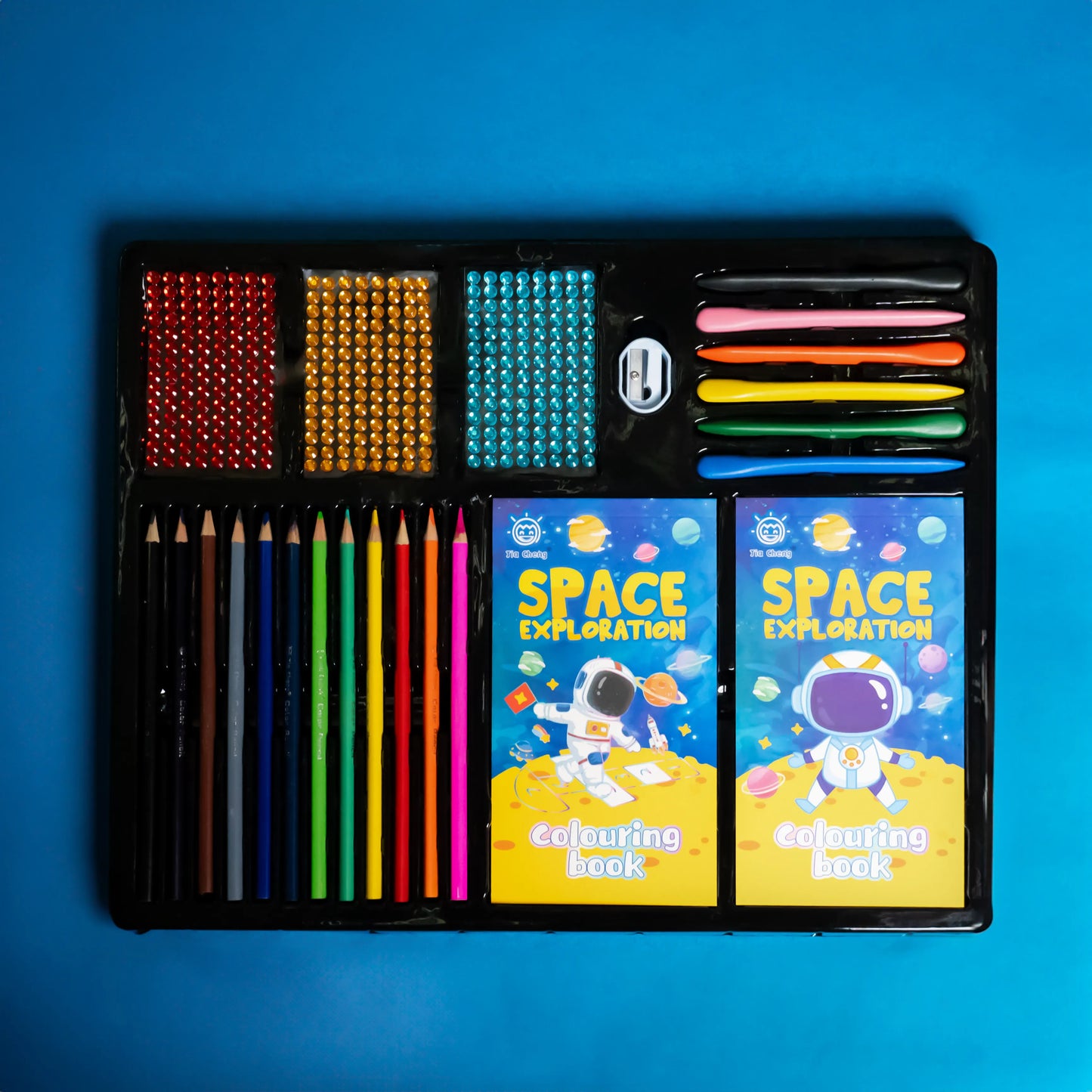 Blue Kids Colouring Kit with Books and Pencils