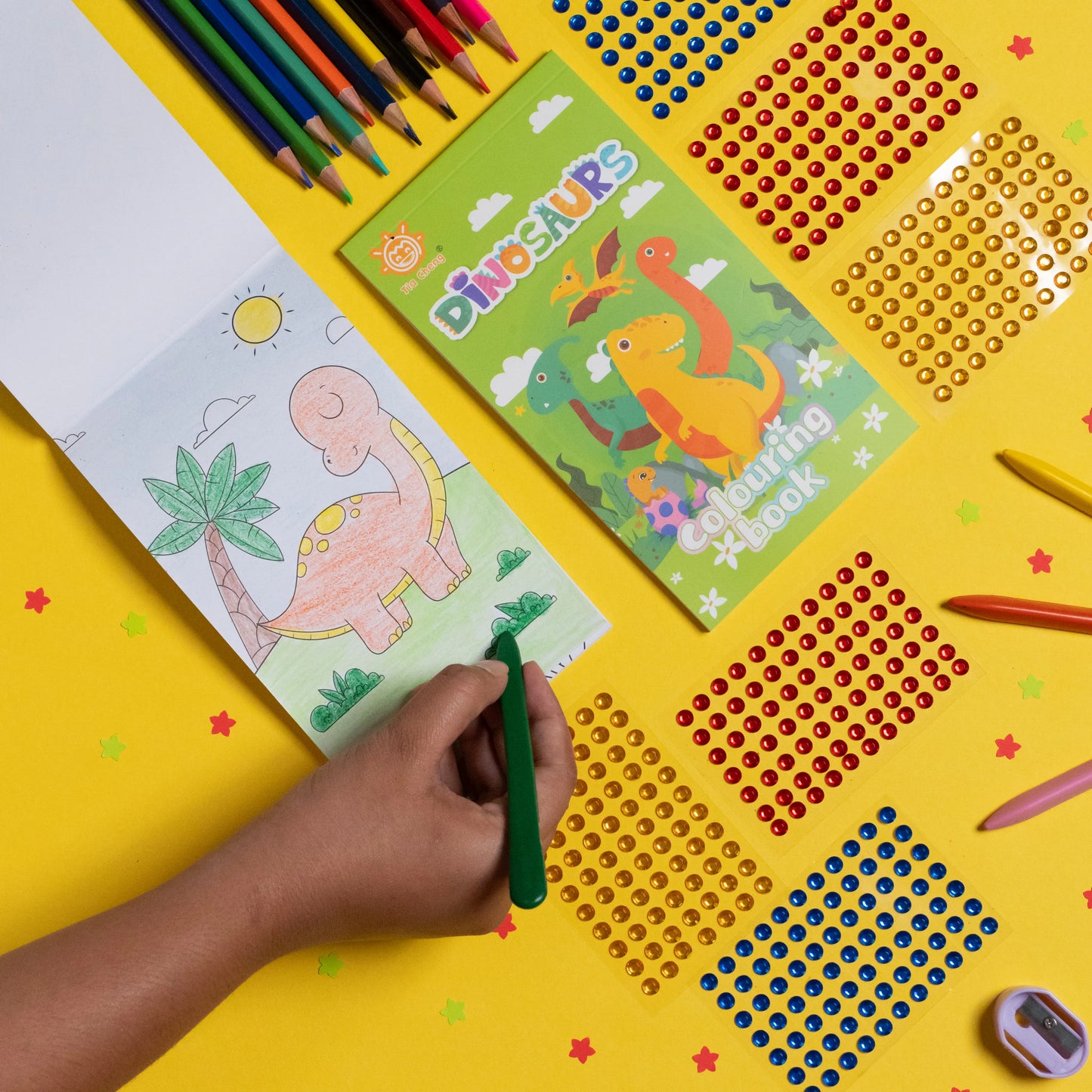 Kids Colouring Green Glitters