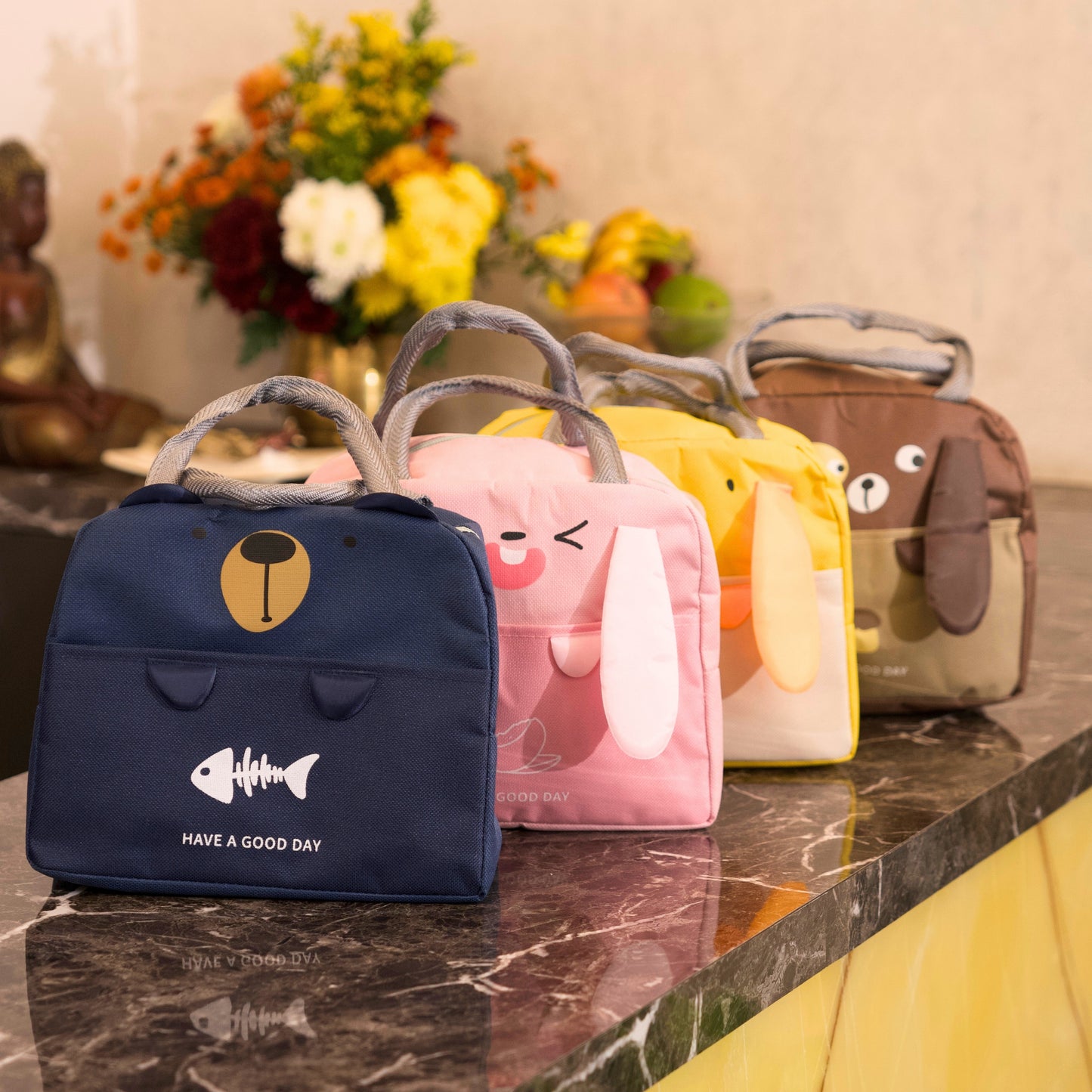 Adorable Bunny Design Lunch Bag for Kids with measurements