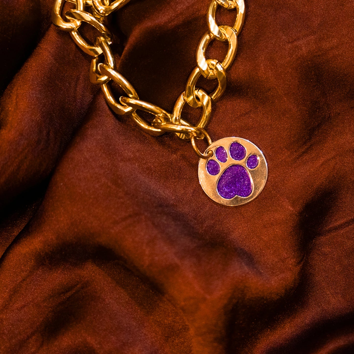 Paw Charm Gold Collar for Pets - For Small Dogs and Cats