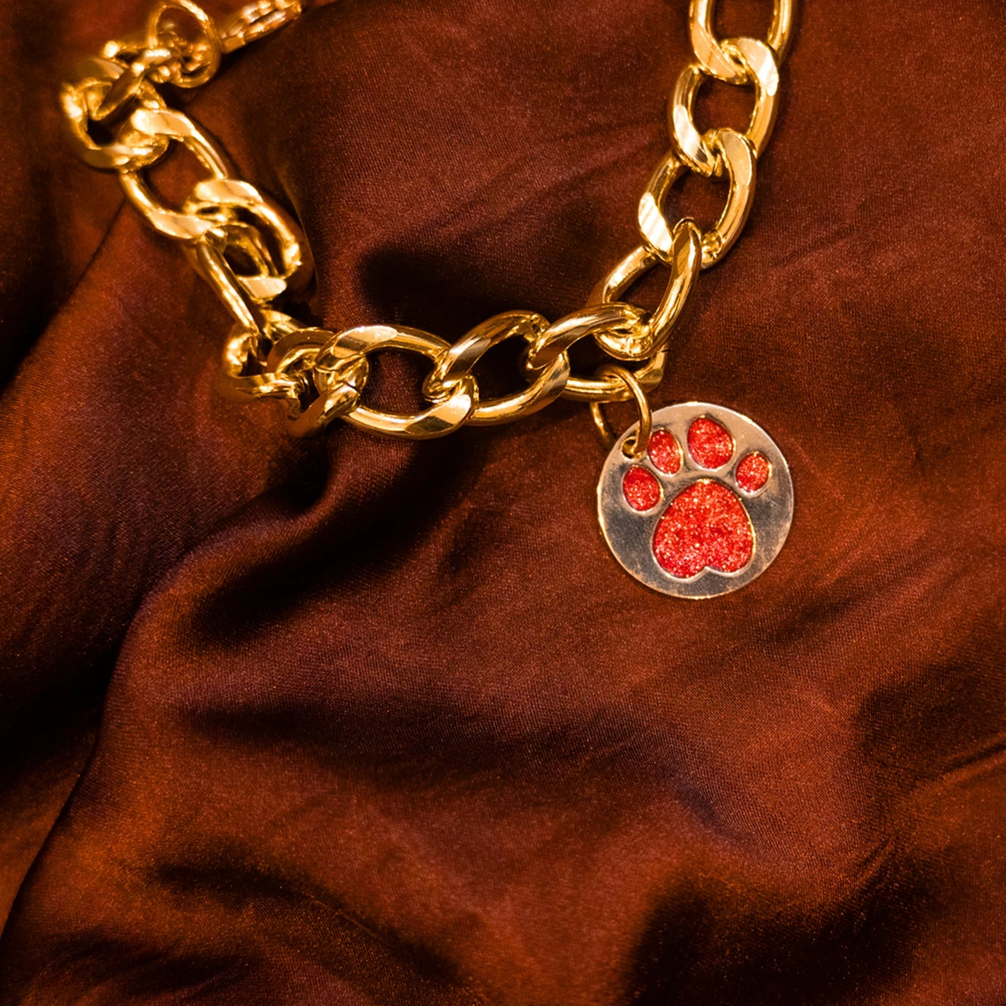 Paw Charm Gold Collar for Pets - For Small Dogs and Cats