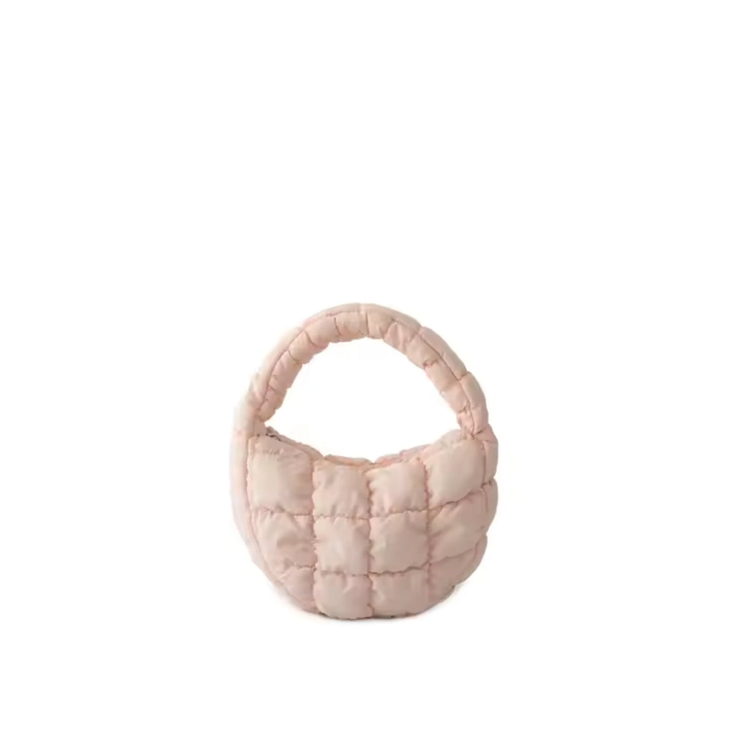 Cute puffer tote for everyday use in peach and beige
