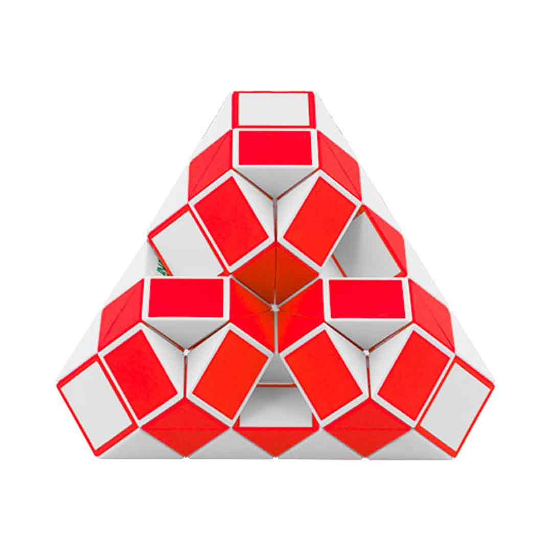 Infinity twist puzzle with colorful pieces displayed on a white background