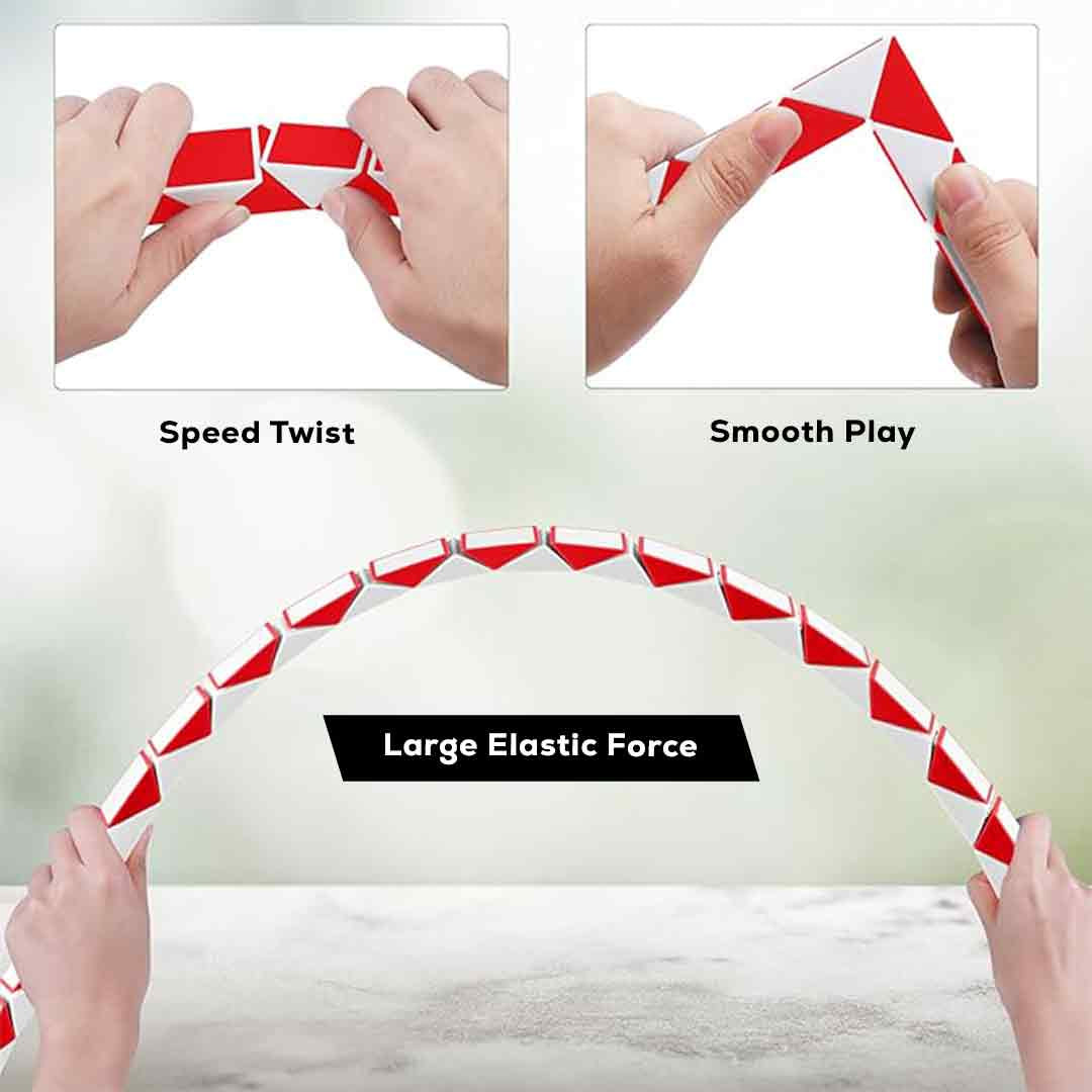 Step-by-step use of the twist puzzle shown in a collage format