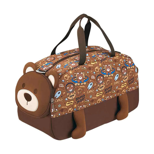 Large women’s duffle bag in brown bear design
