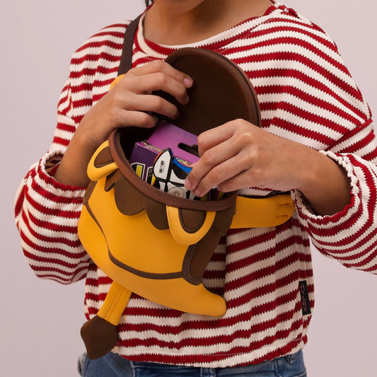 Cute lion sling bag for kids with 3D mane and bold features
