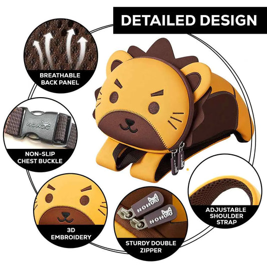 Cute lion bag for kids with 3D mane and bold features
