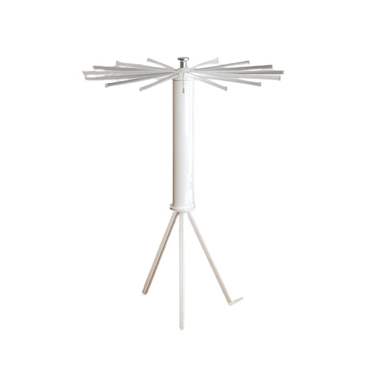 360 degree drying rack set up on a white background