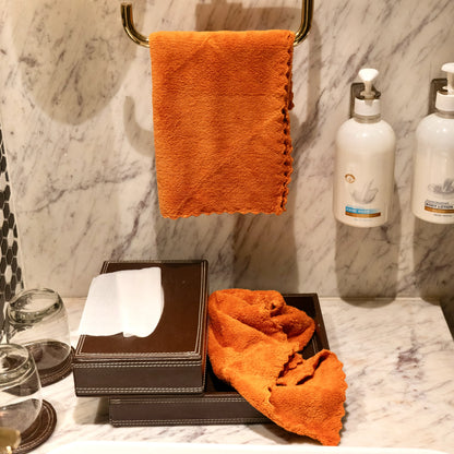 Orange Soft Craze towel set showcasing different sizes for versatile use