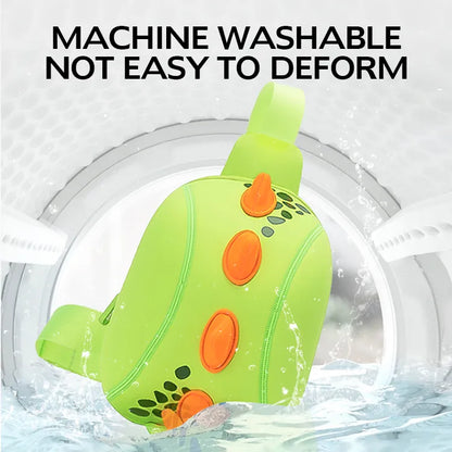 Machine Washable Lightweight dinosaur sling bag with orange spikes
