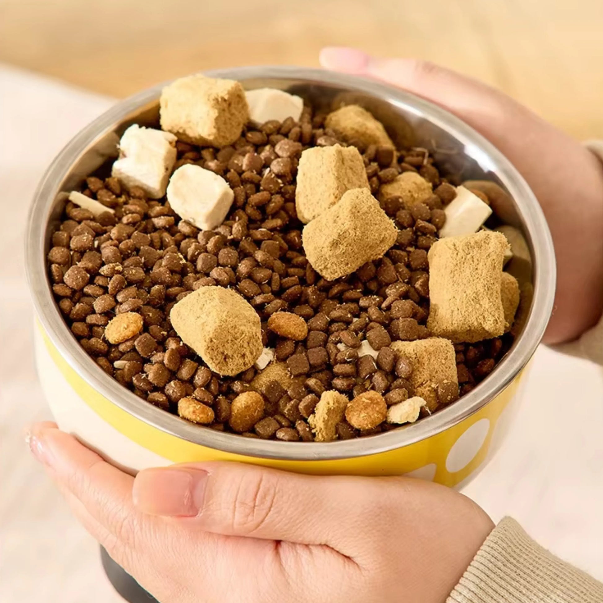 Stylish and functional pet bowls with pet food