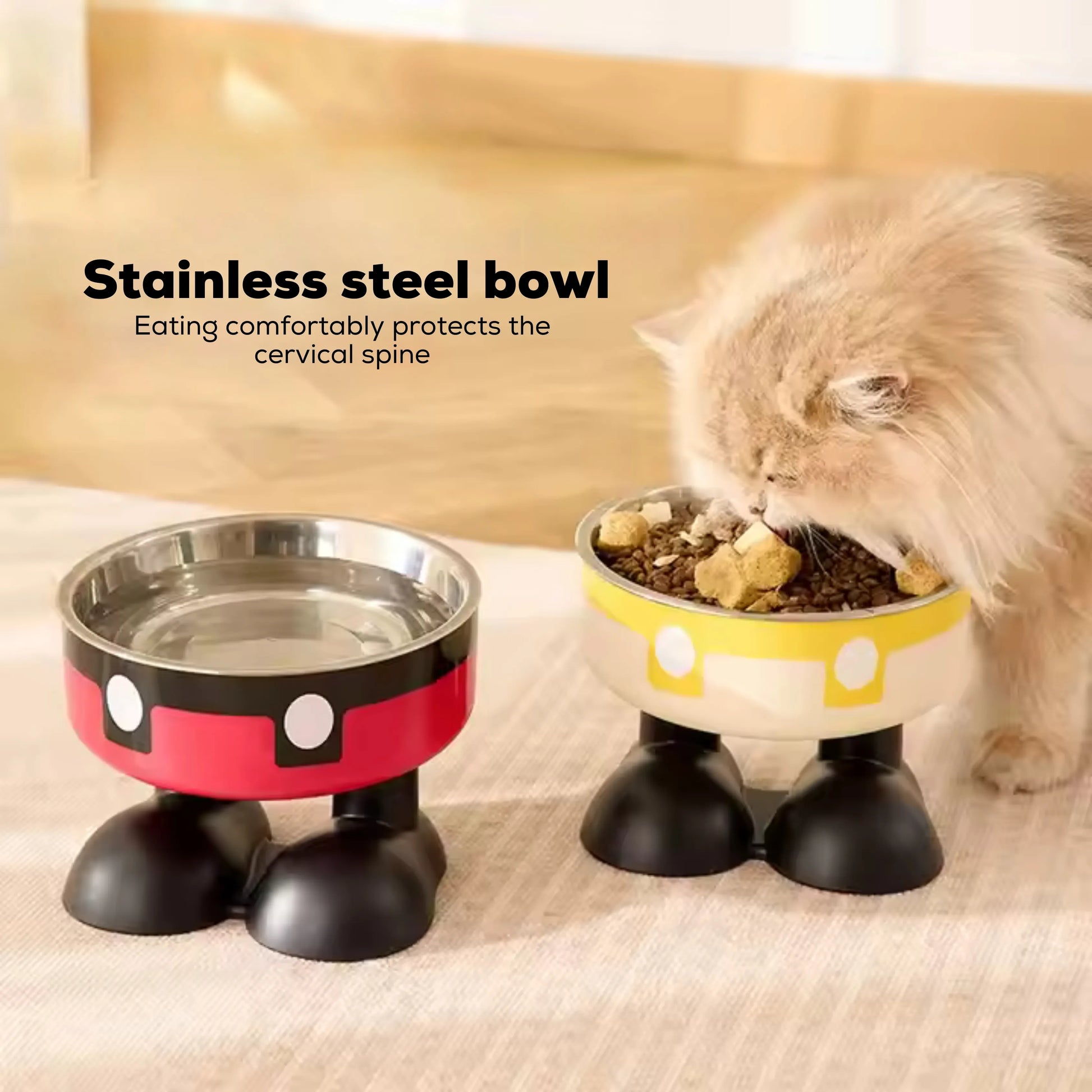 Set of 2 slow-feed pet bowls for cats and dogs