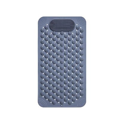 Blue anti slip shower mat displayed on a white background