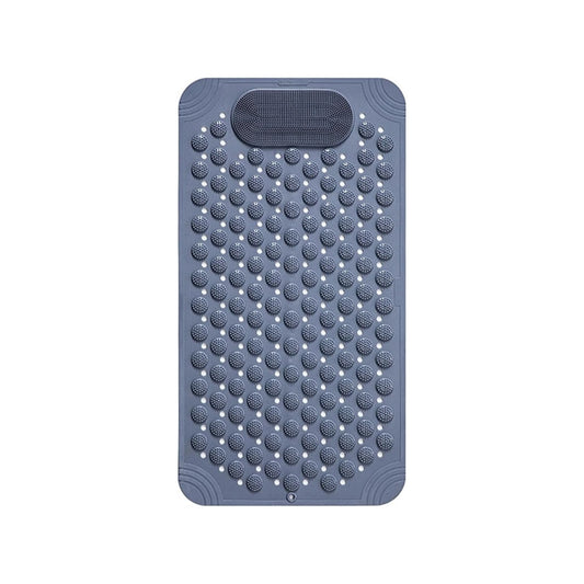 Blue anti slip shower mat displayed on a white background