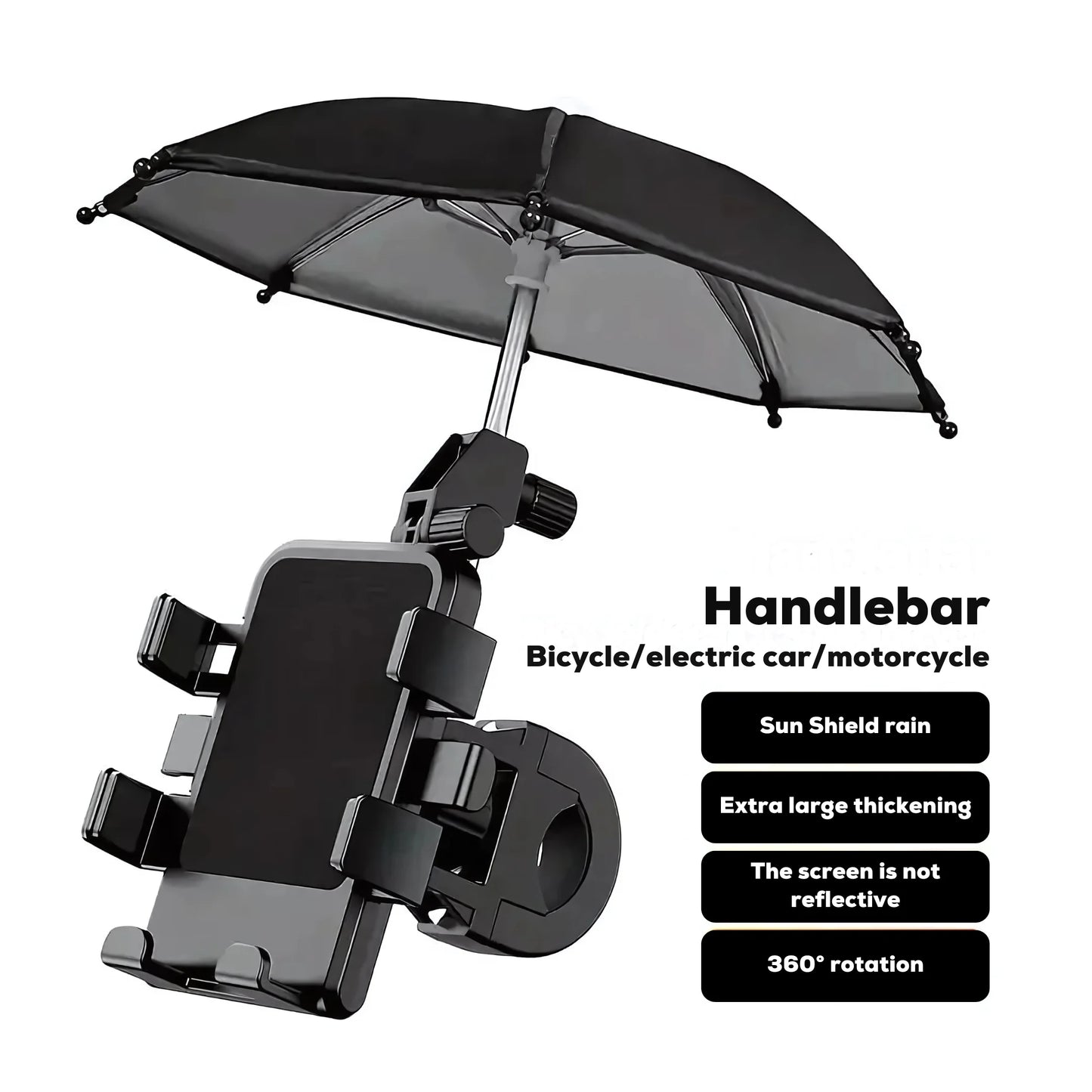 Universal Bike Phone Holder with Sunshade – 360° Mount