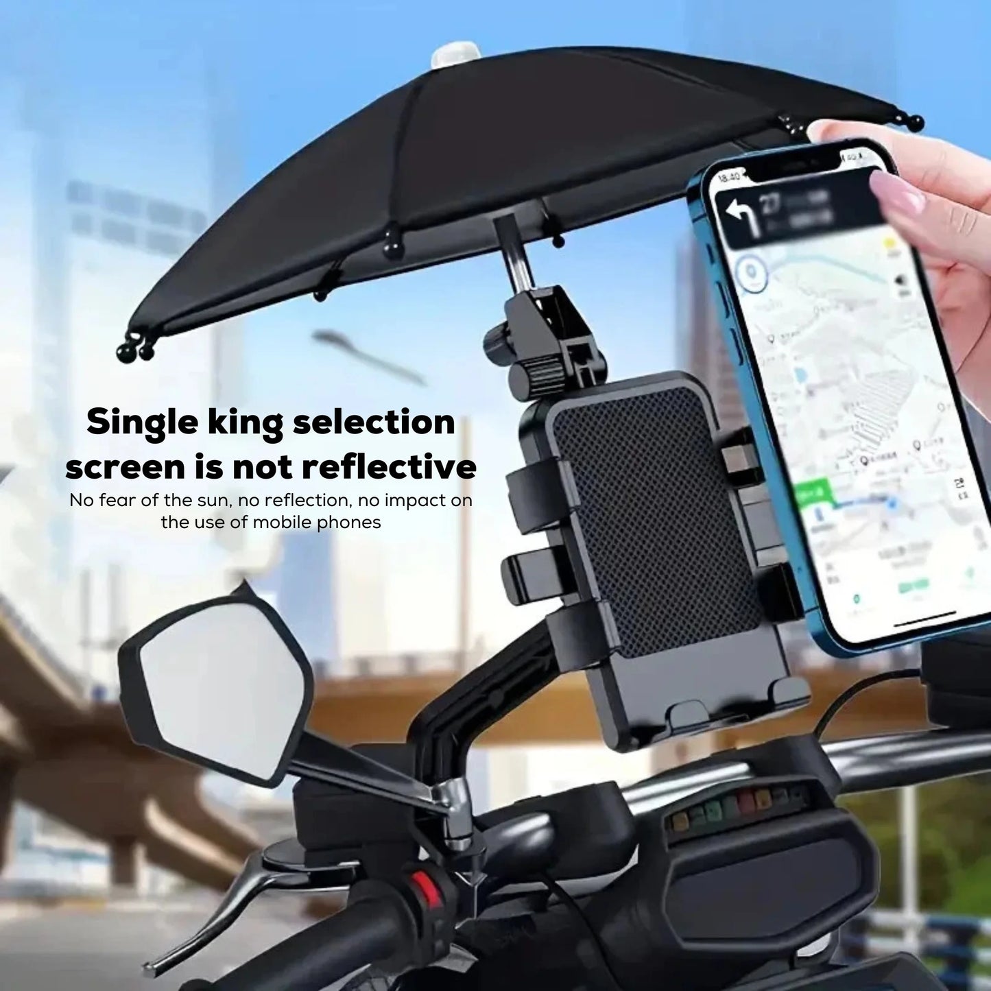 Universal Bike Phone Holder with Sunshade – 360° Mount