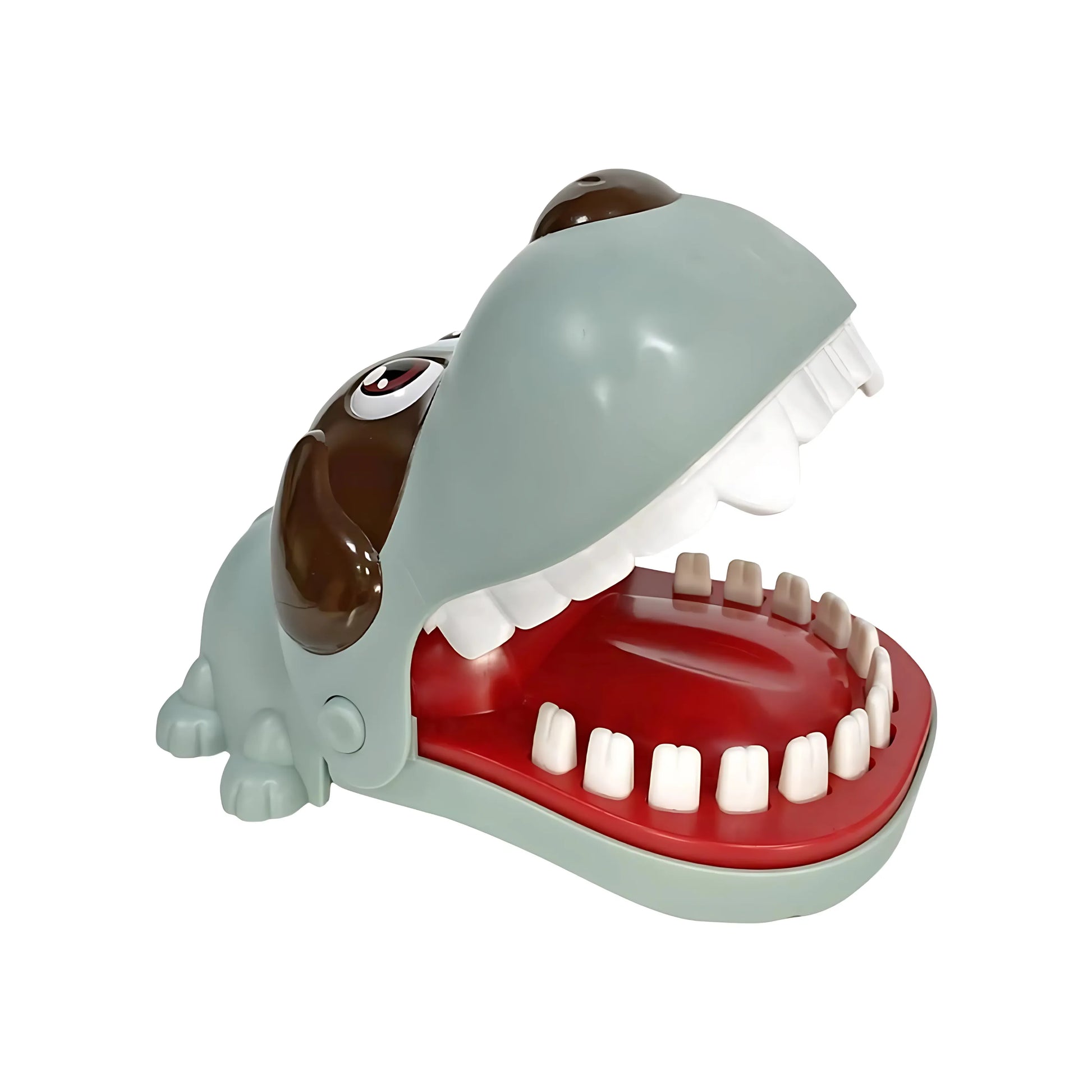 Bite the button game on a white background