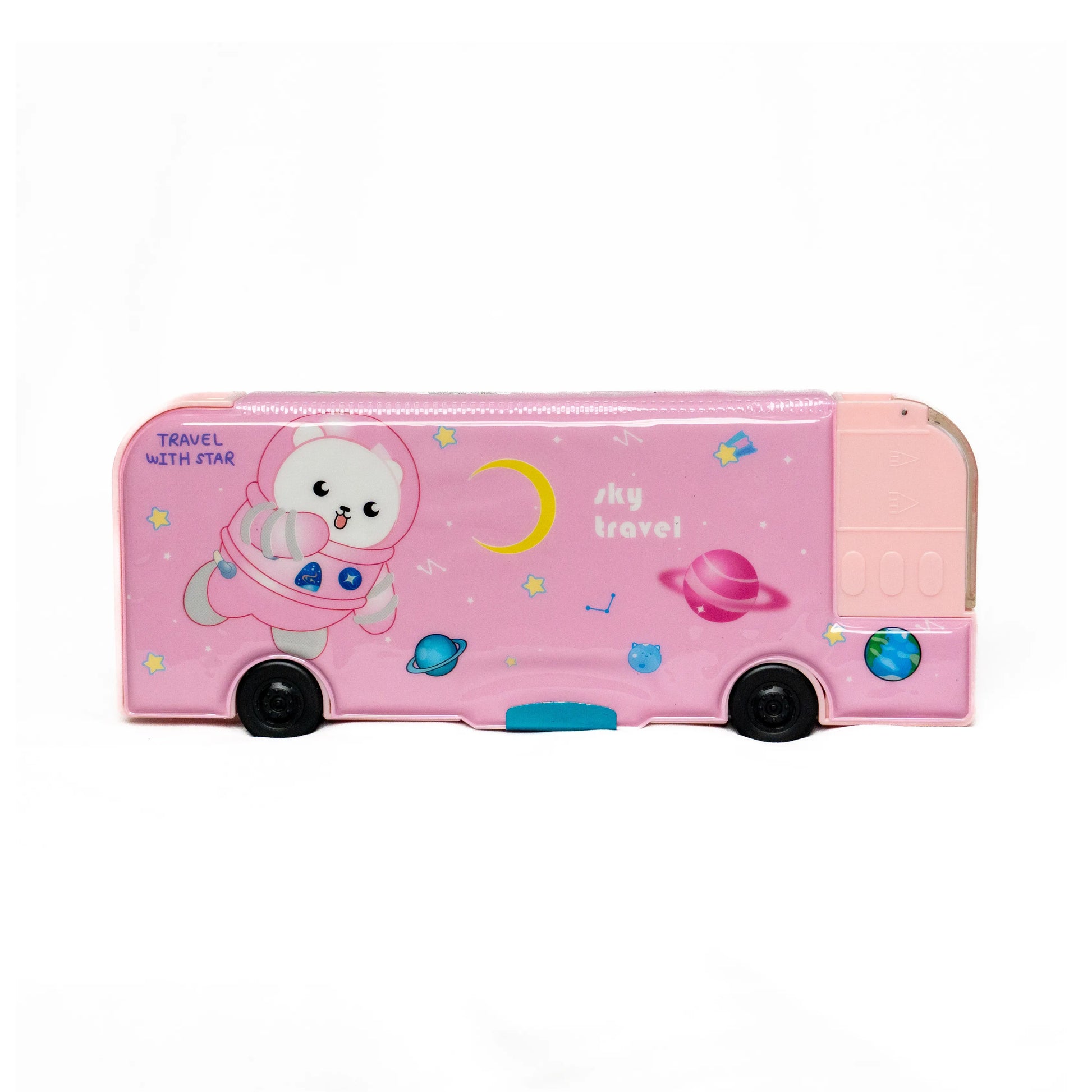 Button Fancy Pencil Box – Zoom Bus Theme for Kids