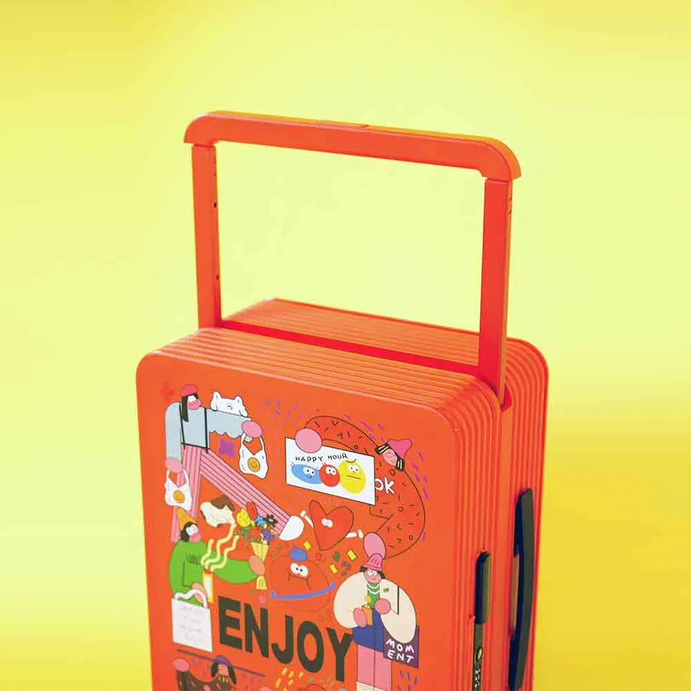 Vibrant UV printed cabin trolley bag with colorful design