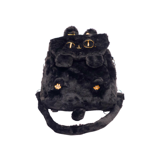 Fluffy black convertible backpack 