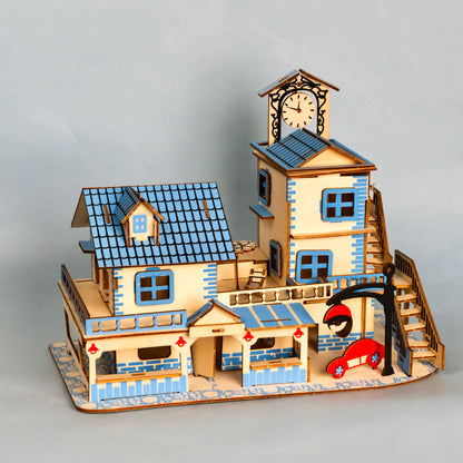 3D Wooden Puzzle House – Charming Aegean Sea DIY Model Kit
