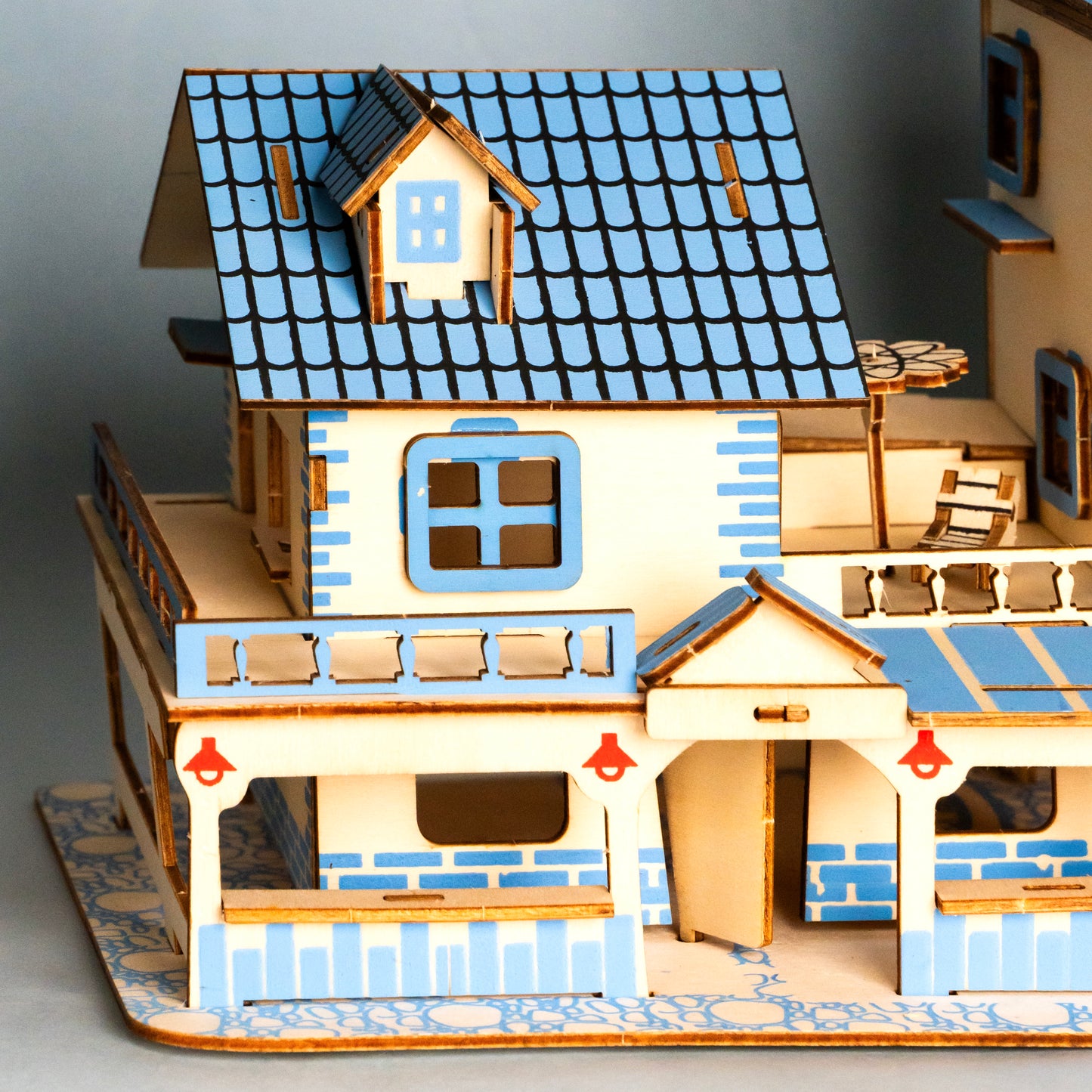 3D Wooden Puzzle House – Charming Aegean Sea DIY Model Kit