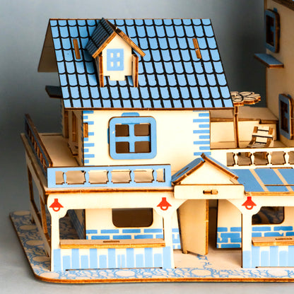 3D Wooden Puzzle House – Charming Aegean Sea DIY Model Kit