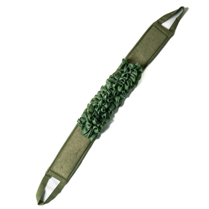 Deep green glow loop fully spread out on a flat surface.